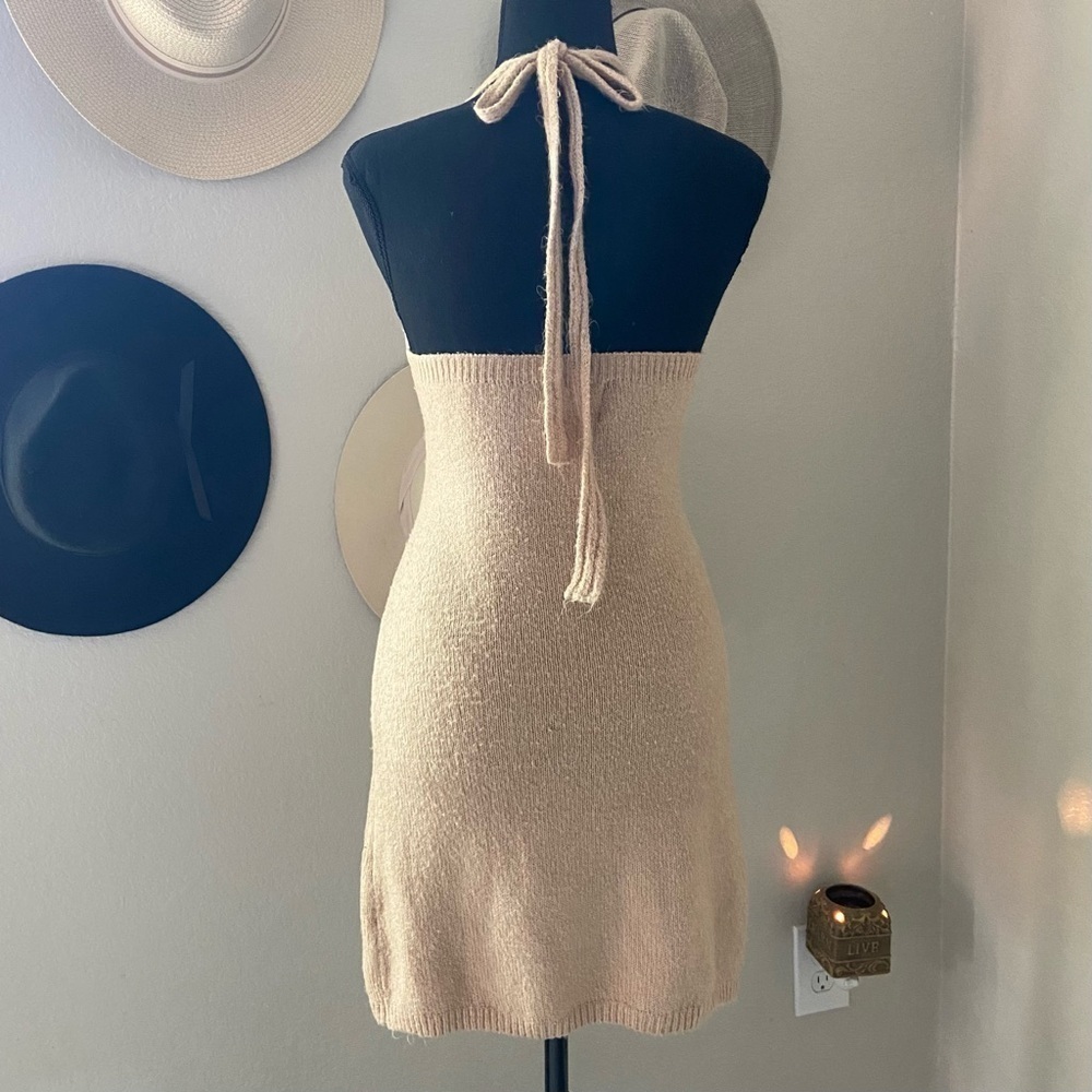 PRINCESS POLLY Women's Mini Dress Tan Sz S/M Racy Sexy Night Out Streetwear - Picture 2 of 7